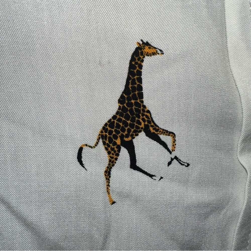 Jane and Delancey white long sleeve button down high low top w giraffe print S - Picture 3 of 4